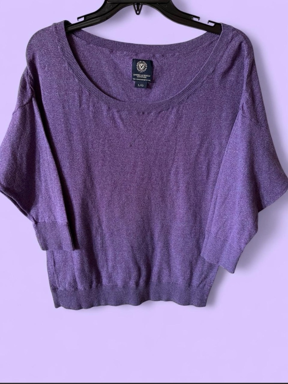 Women's Purple 3/4 Sleeve Sweater - American Eagle Outfitters